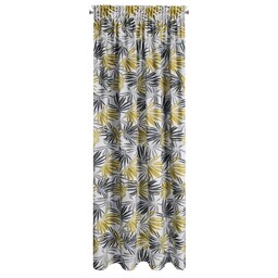 Design 91 Zasłona 140x270 Elina biała musztardowa liście