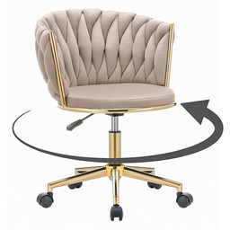 Krzesło obrotowe welurowe DC-3027S beż #7, złote nogi