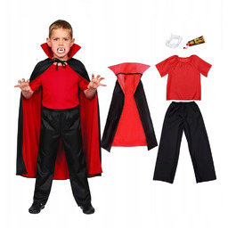Kostium Wampir Strój Halloween Peleryna Kły Draculahalloween 116-128