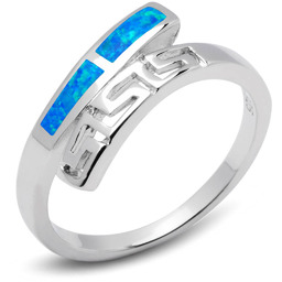 Srebrny Pierścionek z Opalem Wzór Grecki