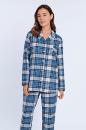 Flanelowa piżama damska SARA XXL Niebieski