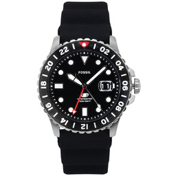 Zegarek Fossil Blue GMT Silicone Strap Black Dial