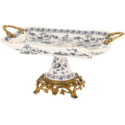 Patera dekoracyjna stylowa duża ceramiczna na nóżce 19,5x39x25