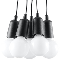 Lampa Wisząca Diego 5-punktowa Czarny Zwis kuchnia jadalnia