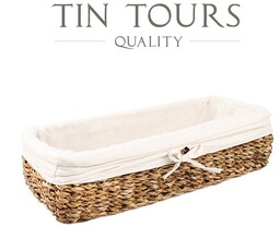 PODŁUŻNY KOSZ Z TRAWY MORSKIEJ Z MATERIAŁEM 40x17x10