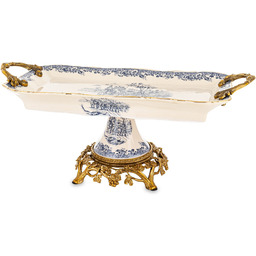 Patera dekoracyjna stylowa duża ceramiczna na nóżce 18x43x18