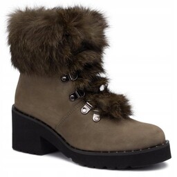 EVA MINGE BOTKI DAMSKIE KHAKI SKÓRZANE 37 3E1G7*