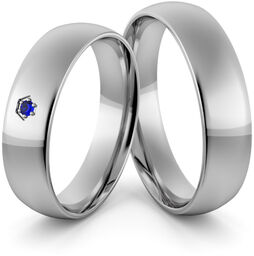 Obrączki ślubne palladowe 5 mm z szafirem -