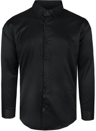 Elegancka Męska Taliowana Koszula - Rigon - Czarna