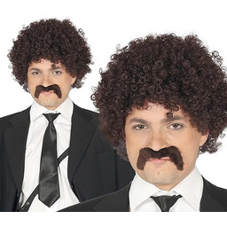 Brązowa peruka i loki z wąsami