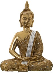 Alexandra House Living Figurka dekoracyjna złota plastikowa budda