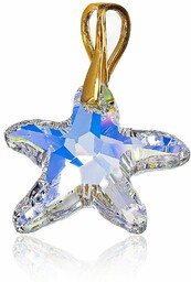 Kryształy Piękny Wisiorek Aurora Starfish Złote Srebro