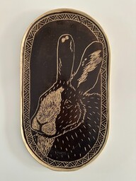Pakamera Duży talerz owalny, patera w zająca