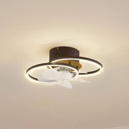 Lindby Wentylator sufitowy LED Lomana, czarny, cichy, CCT