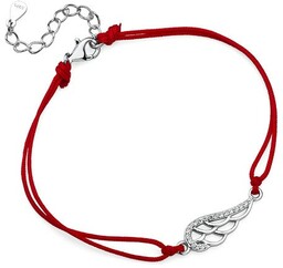 Bransoletka szczęścia celebrytka skrzydło anioła wing bawełna cyrkonie