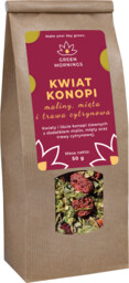 Kwiaty konopi z maliną, miętą i trawą cytrynową
