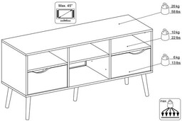 Szafka RTV biała / czarna mat 117 cm
