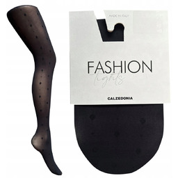 CALZEDONIA rajstopy damskie cienkie wzorki kropki romby czarne