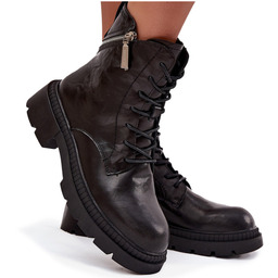 Skórzane Botki Workery Damskie Ocieplane Big Star SS274452