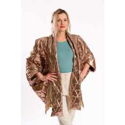 Pakamera Metaliczne pikowane poncho, brązowo-miedziane, rękaw nietoperz