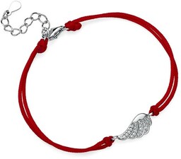 Bransoletka szczęścia celebrytka skrzydło anioła wing bawełna cyrkonie