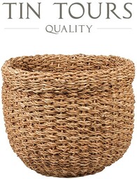 OKRĄGŁY KOSZ Z TRAWY MORSKIEJ 37x37x30 cm