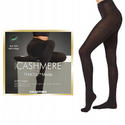 Rajstopy gładkie czarne Calzedonia modal kaszmir ciepłe kaszmirowe