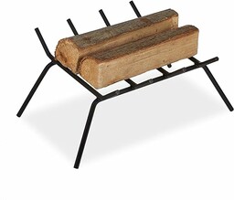 Relaxdays, czarny kominek ruszt ogniowy, kute żelazo, kozioł