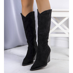 Czarne ocieplane kowbojki Ezer -39