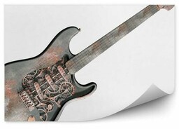 Steampunk gitara rdza białe tło Fototapeta Steampunk gitara