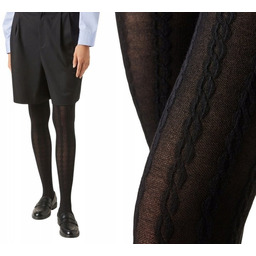 CALZEDONA czarne rajstopy wzorki ciepłe KASZMIR MODAL WARKOCZE