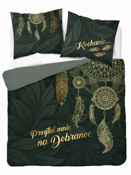 Komplet Pościeli 220x200 Łapacz Snów Butelkowa Zieleń