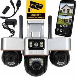Kamera Wifi Ip 3 Obiektywy 6MP Obrotowa Zewnętrzna