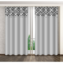 Zasłona z nadrukiem w grafitowe kwiaty ZMO-030 Mariall