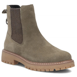 Skórzane botki damskie sztyblety khaki Filippo DBT7935