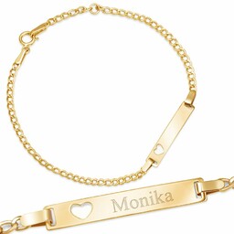 Złota Bransoletka 585 ID Dla Dziecka Serce Grawer