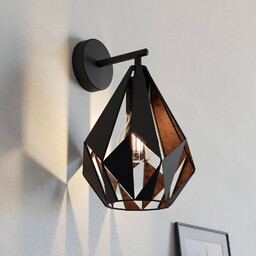 EGLO Kinkiet Carlton, możliwość ściemniania, czarny, salon /