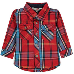 Niemowlęca koszula w klasyczną kratę czerwona Kanz r.86