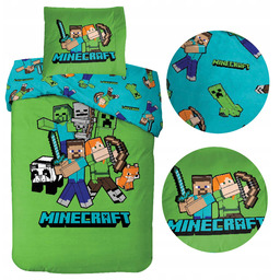 Pościel bawełniana 140x200 Bawełna 100% młodzieżowa Minecraft kolor
