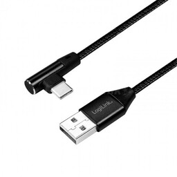 LogiLink USB-A - USB-C 0.3m kątowy w oplocie