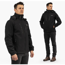 Kurtka Męska Nieocieplana Softshell Wiosenna Pianka Lekka Czarna