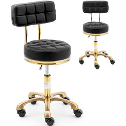 Krzesło taboret hoker kosmetyczny z oparciem na kółkach