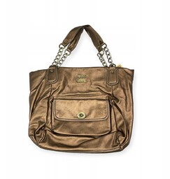 Pojemna torebka damska brązowa z paskiem COACH