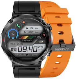 Smartwatch Gravity GT21-2 + Pomarańczowy Pasek Silikonowy
