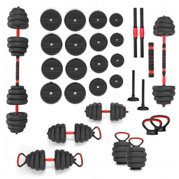 Zestaw Hantelki Ciężarki Regulowane Sztanga Kettlebell Zestaw 6w1