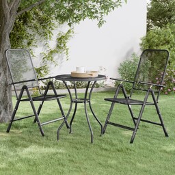 vidaXL Składane krzesła ogrodowe, 2 szt., antracytowe, metalowa