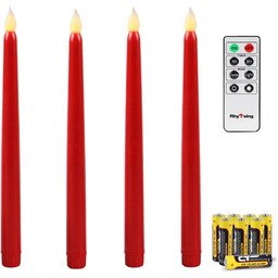 zestaw 4x czerwona świeca LED stożkowa na baterie