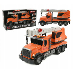 CIĘŻARÓWKA DŹWIG BUDOWLANY POMARAŃCZOWY SAMOCHÓD ŻURAW ŚWIATŁO DŹWIĘK