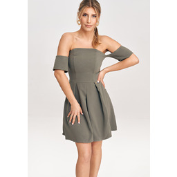Elegancka sukienka z odkrytymi plecami oliwkowa M1026 rozmiar
