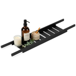 Półka łazienkowa na wannę bambusowa czarna 68 cm